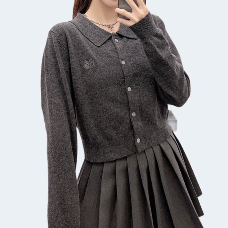 알렉산더왕 크롭 니트 가디건 그레이