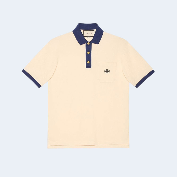 구찌 코튼 인터로킹 G 패치 폴로 셔츠