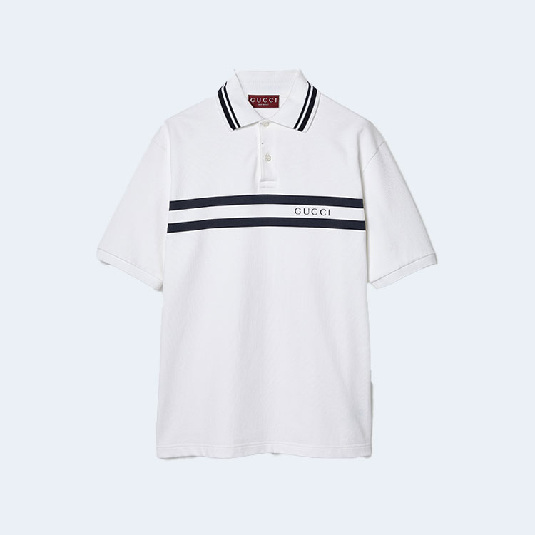 구찌 프린트 코튼 폴로 셔츠