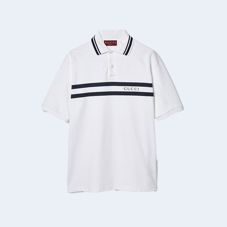 구찌 프린트 코튼 폴로 셔츠