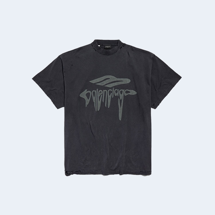 발렌시아가 3B 리퀴파이드 오버사이즈 티셔츠 블랙 그레이