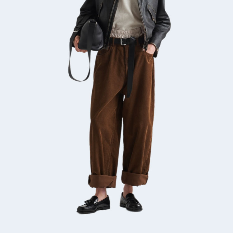 프라다 배기 코듀로이 진