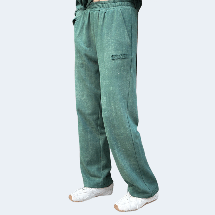 구찌 자수 코튼 팬츠 그린