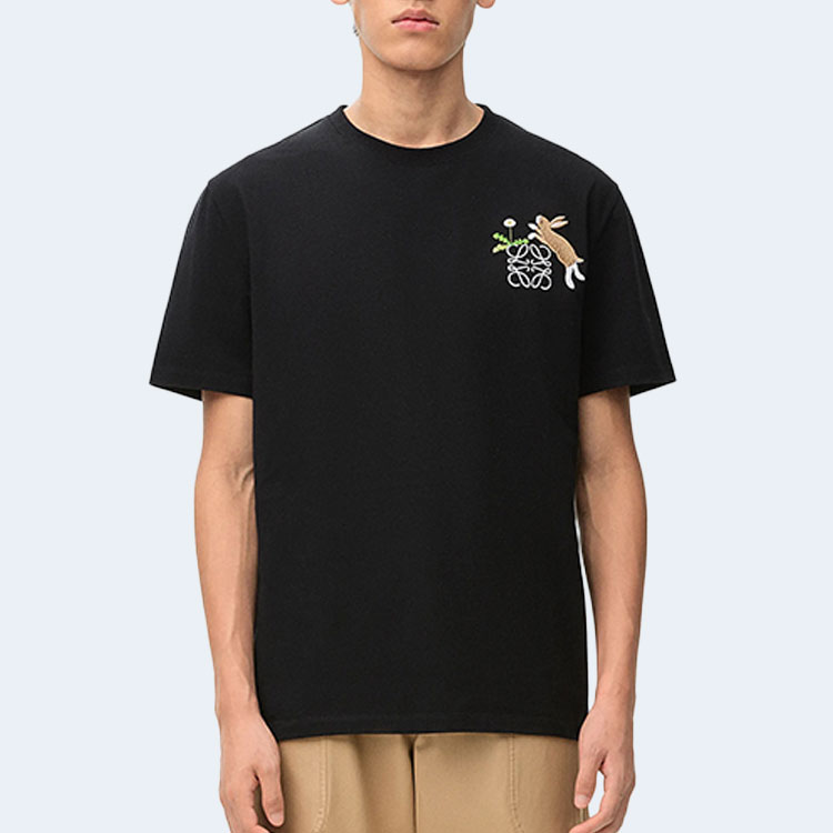 로에베 릴랙스 핏 코튼 티셔츠 블랙