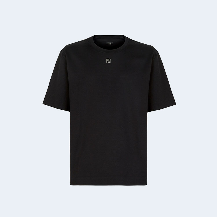 펜디 블랙 코튼 티셔츠