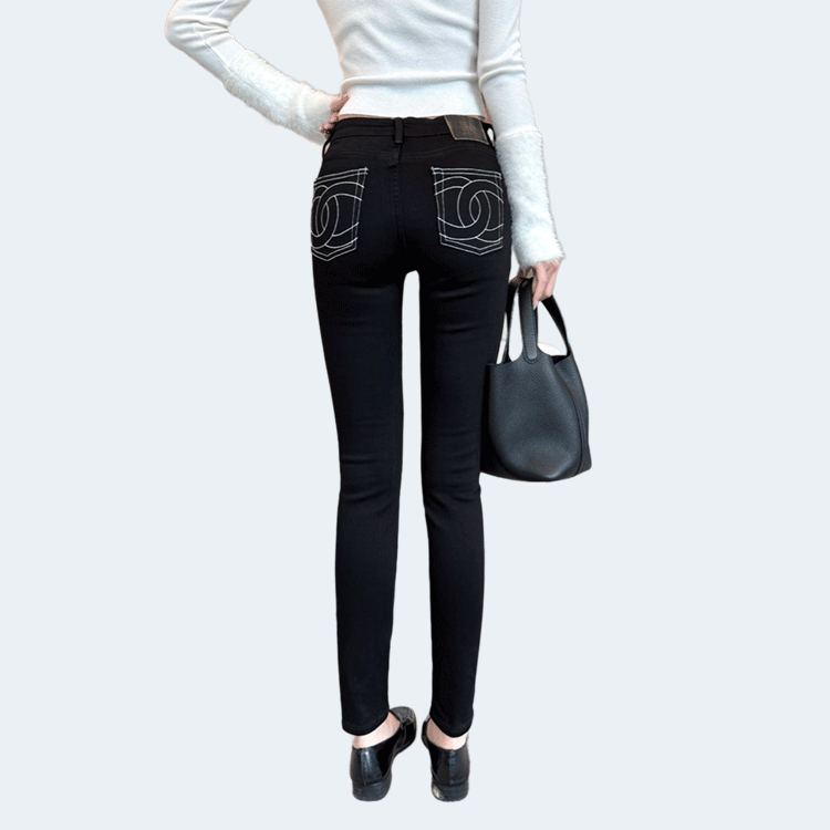 샤넬 로고 블랙 진