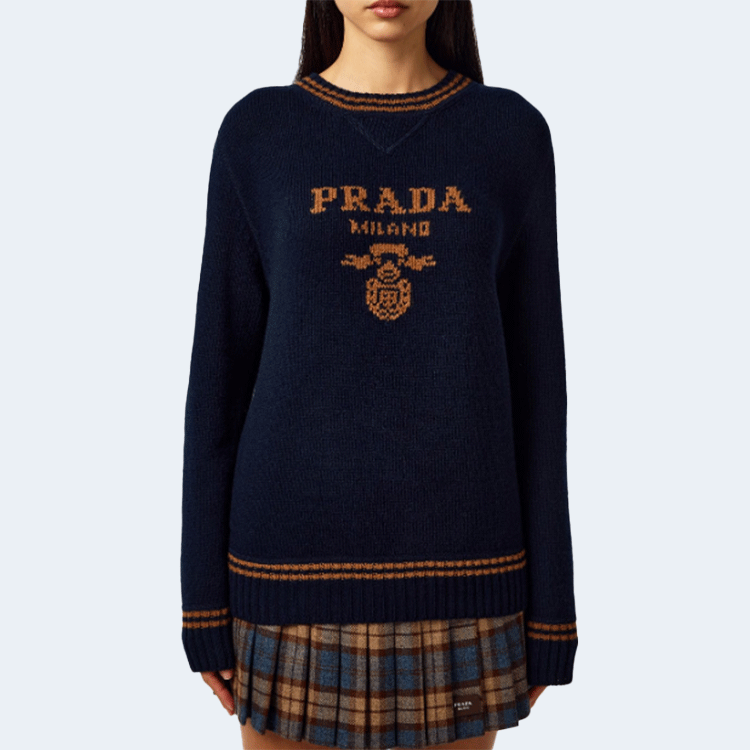 프라다 로고 울 캐시미어 스웨터
