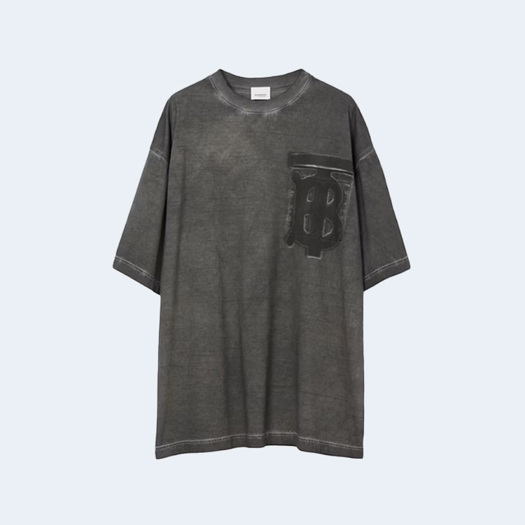 버버리 모노그램 모티프 코튼 오버사이즈 티셔츠