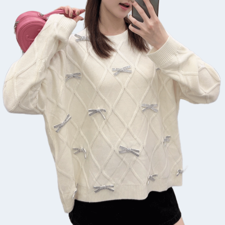 발렌티노 리본 풀오버 니트 아이보리