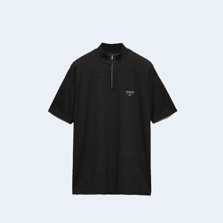 프라다 쇼트 슬리브 피케 리나일론 모크 터틀넥