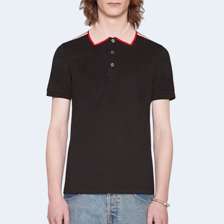 구찌 블랙 스트라이프 폴로 셔츠