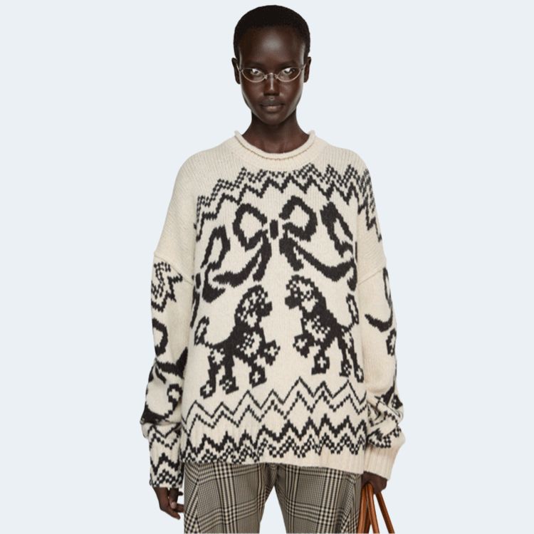 아크네 스튜디오 자카드 스웨터 화이트 블랙