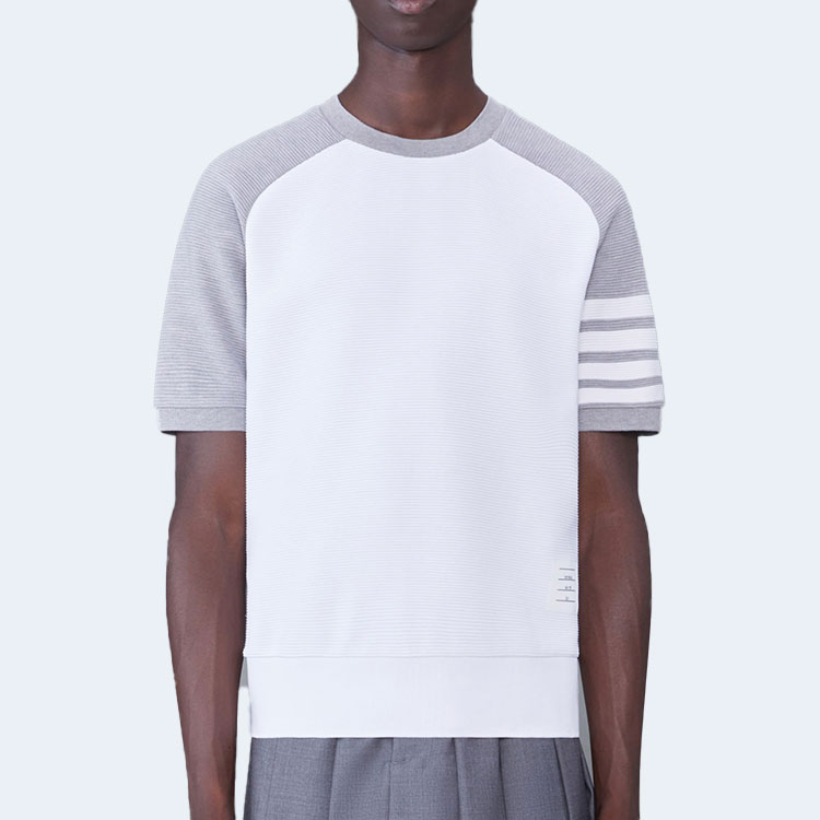 톰브라운 라이트 그레이 코튼 오토만 립 4-바 티셔츠