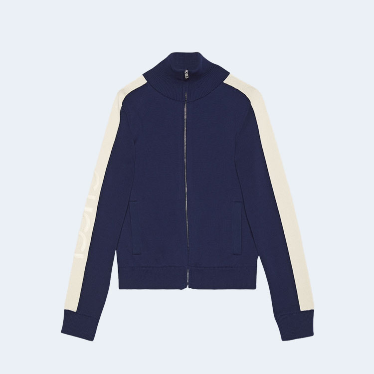 구찌 코튼 니트 집업 봄버 자켓