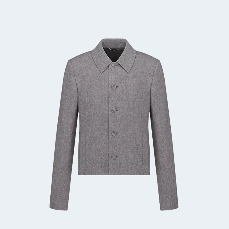 디올 캐시미어 버진 울 펠트 크롭 재킷 그레이