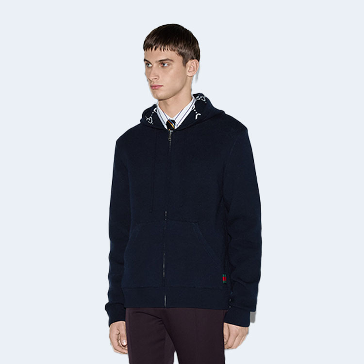 구찌 리버서블 GG 울 후드 지퍼 재킷