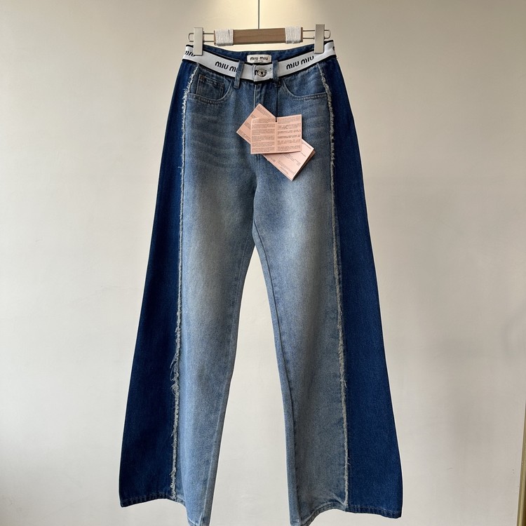미우미우 코우 로고 데님 팬츠