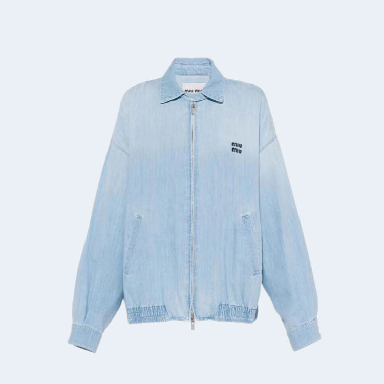 미우미우 샴브레이 블루종 재킷
