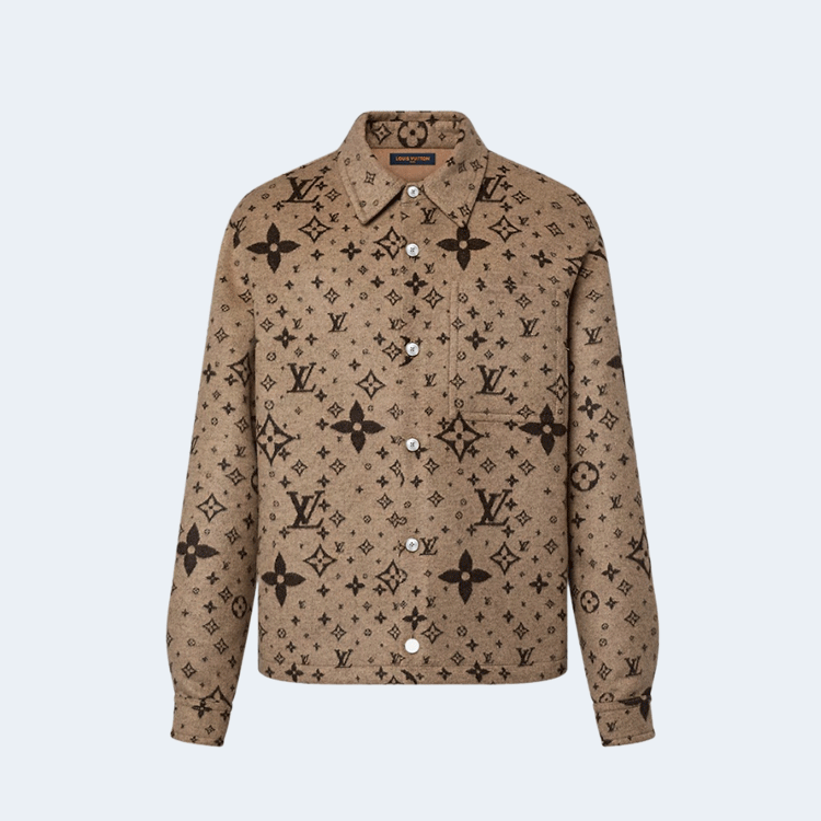 루이비통 모노그램 더블 페이스 울 실크 앤드 캐시미어 블렌드 오버셔츠