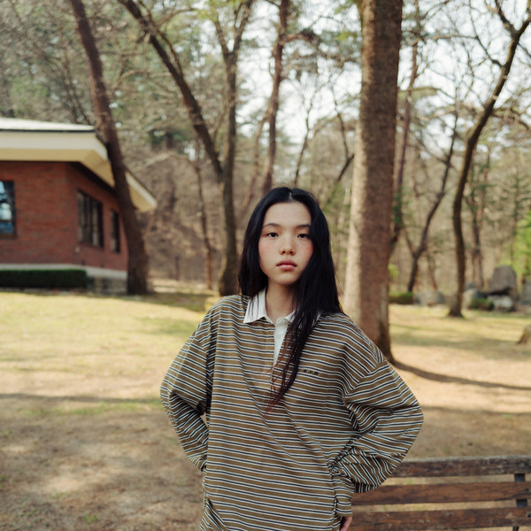 [MONOHA] / ☆ 25SS Khaki pin stripe collar t-shirt / khaki Khaki pin stripe collar t-shirt (khaki) : MONOHA