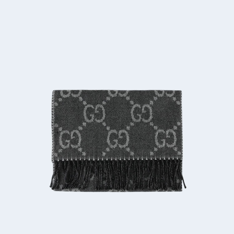 구찌 GG 그레이 블랙 태슬 머플러