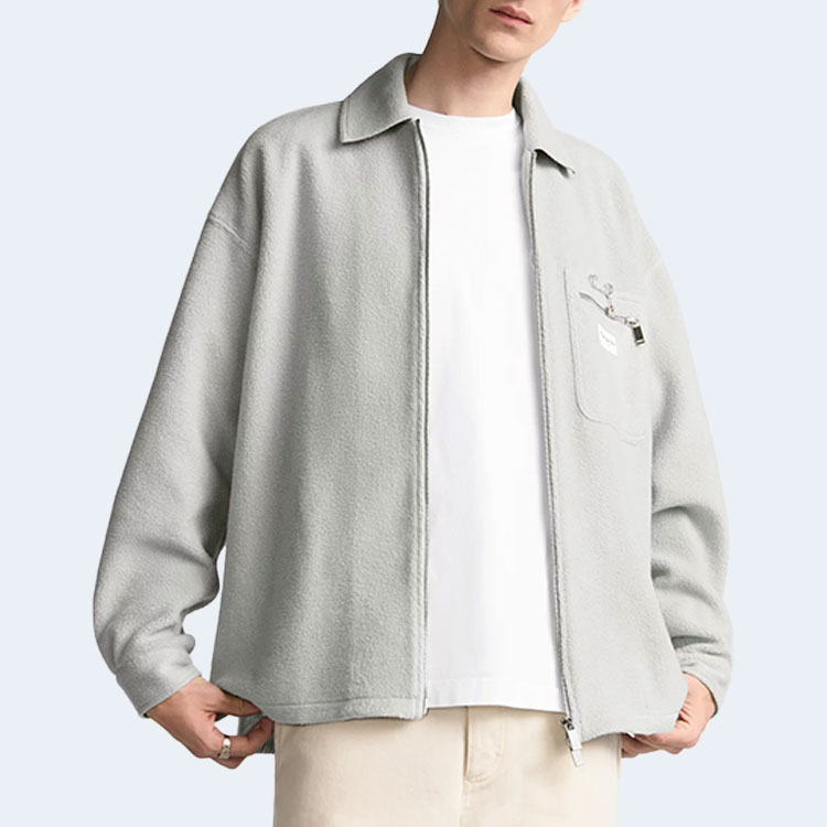 디올 크리스찬 디올 울 블렌디드 코튼 집업 오버셔츠 그레이