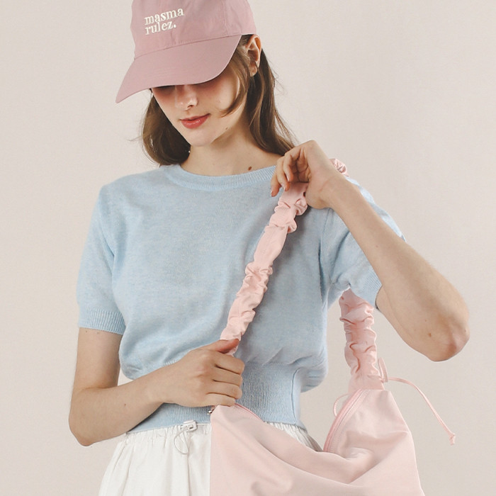 masmarulez☆Nylon 2way shirring hobo bag_light blue バッグ Nylon 2way shirring hobo bag _ Blue : Masmarulez [마스마룰즈]