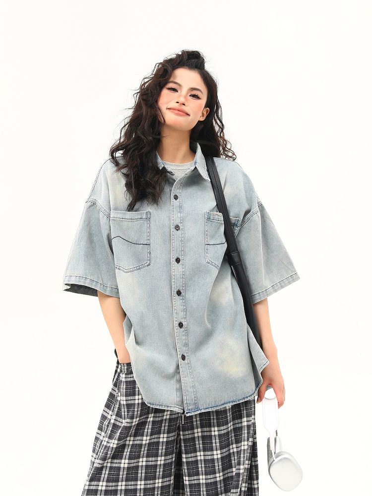 saferido [MRCYC] Korean version of washed denim shirt na1013