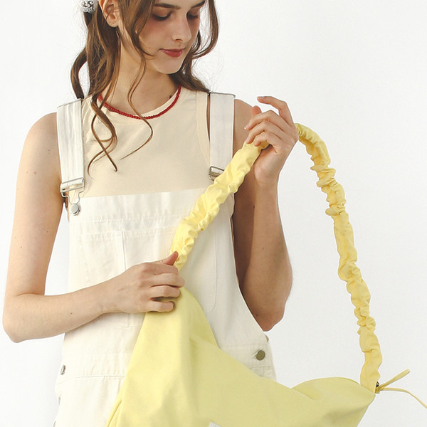 Nylon 2way shirring hobo bag _ Lemon yellow : Masmarulez