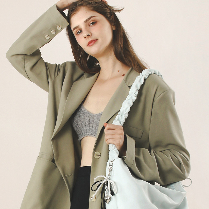 Nylon 2way shirring hobo bag _ Blue : Masmarulez [마스마룰즈]
