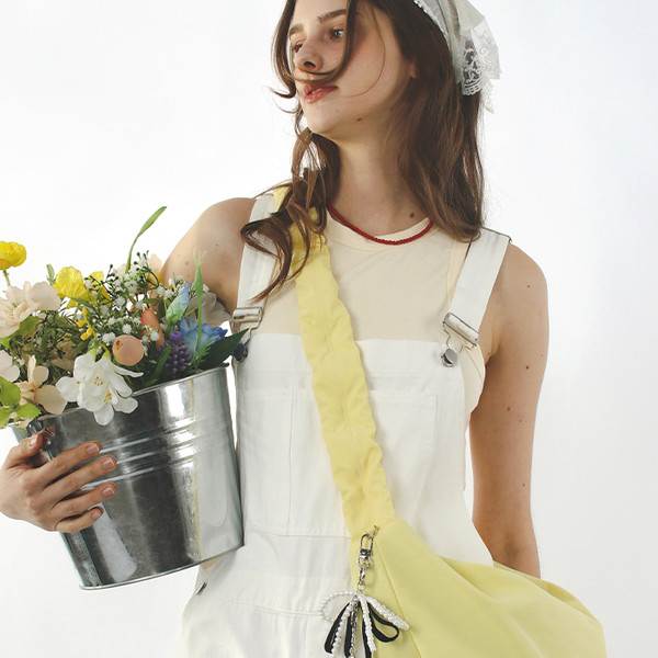 ★masmarulez★ Nylon 2way shirring hobo bagLemon yellow Nylon 2way shirring hobo bag _ Lemon yellow : Masmarulez