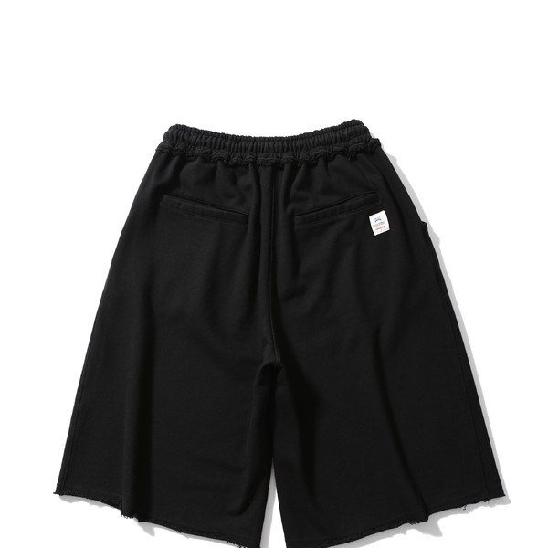 ANGLAN x HEKA] Raw Edge Sweat Half Pants - Black