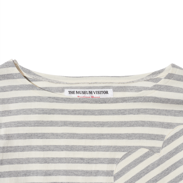 HEART STRIPE LONG T-SHIRT (GREY) : THE MUSEUM VISITOR