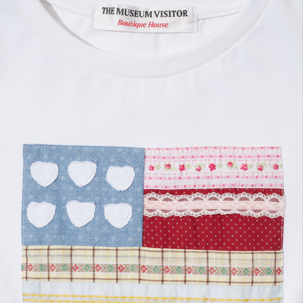 THE MUSEUM VISITOR★PATCHWORK SIX HEART T-SHIRT 半袖Tシャツ THE MUSEUM VISITOR☆PATCHWORK SIX HEART T-SHIRT (WHITE) (THE