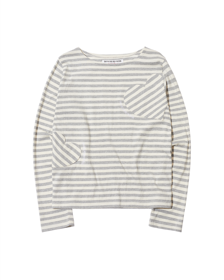 ◆25SS THE MUSEUM VISITOR HEART STRIPE LONG T-SHIRT/3色◆ HEART STRIPE LONG T-SHIRT (GREY) : THE MUSEUM VISITOR