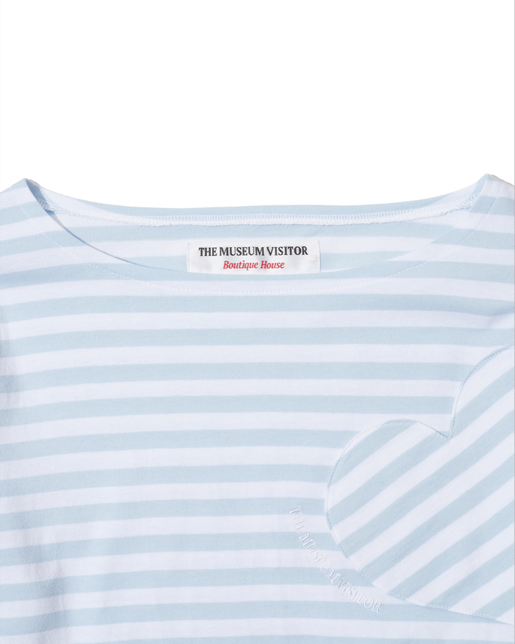 HEART STRIPE LONG T-SHIRT (BLUE) : THE MUSEUM VISITOR
