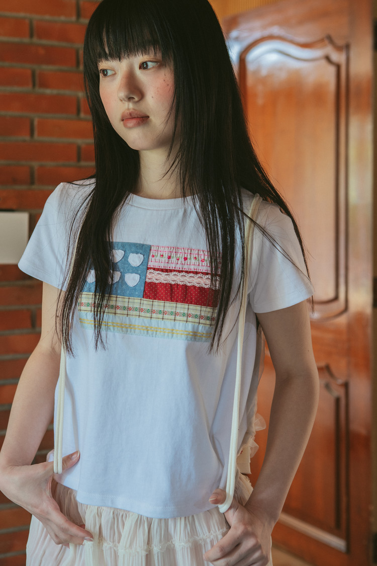 ◆25SS THE MUSEUM VISITOR PATCHWORK SIX HEART T-SHIRT◆ PATCHWORK SIX HEART T-SHIRT (WHITE) : THE MUSEUM VISITOR