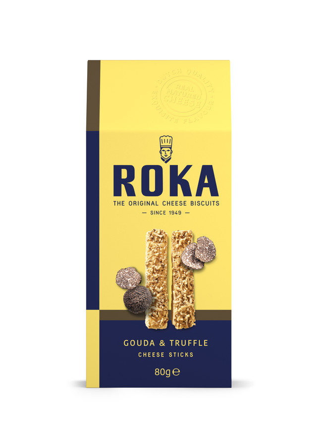 <div style="text-align: center;">ROKA Cheese Sticks<br>Gouda Cheese with Truffle<br> <strong>로카 고다 치즈 스틱 트러플 80g</strong><br> 9,900원 </div>