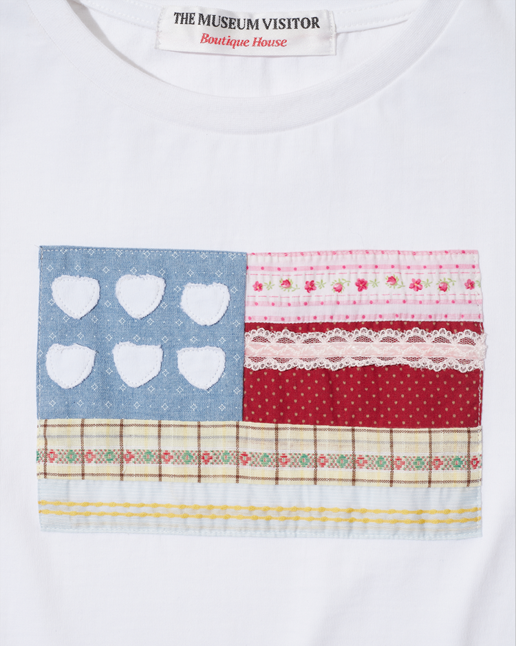 ◆THE MUSEUM VISITOR PATCHWORK SIX HEART T-SHIRT/4色◆ PATCHWORK SIX HEART T-SHIRT (WHITE) : THE MUSEUM VISITOR