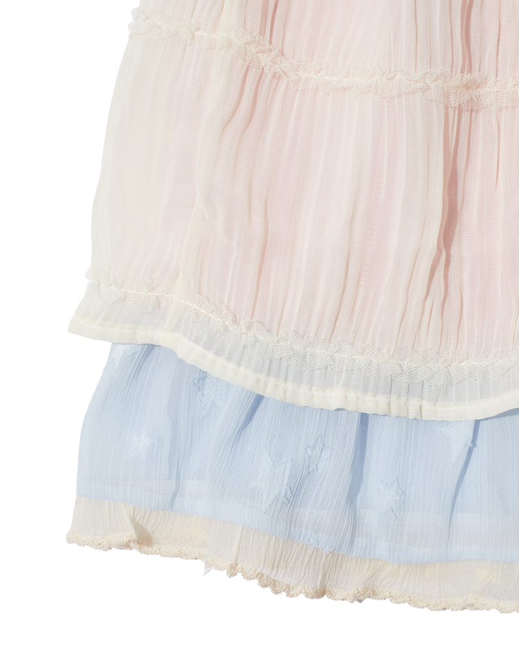 CHIFFON STAR LAYERED BANDING SKIRT (MIX) : THE MUSEUM VISITOR