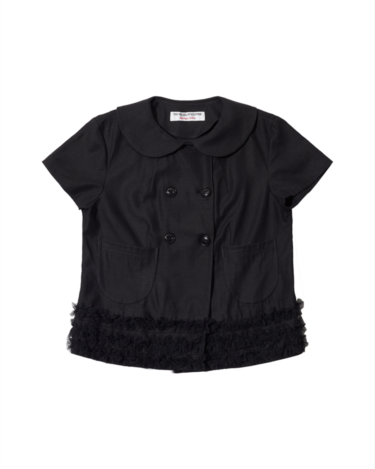 [THE MUSEUM VISITOR]★THREE-LAYER RUFFLE SHORT-SLEEVED TOP THREE-LAYER RUFFLE SHORT-SLEEVED TOP (BLACK) : THE MUSEUM