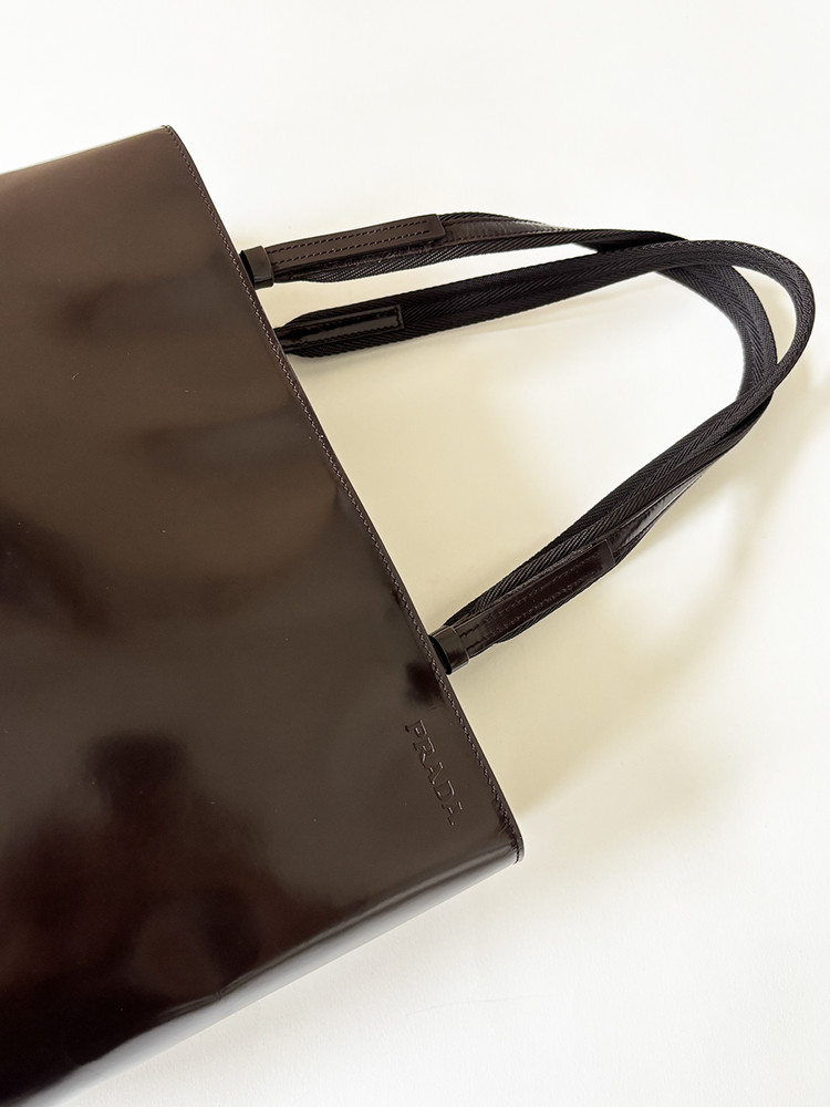 PRADA SQUARE MID TOTE BAG : oaens