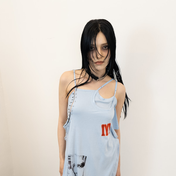 RECONSTRUCTED MINI DRESS PALE BLUE : DOGMA EHKS