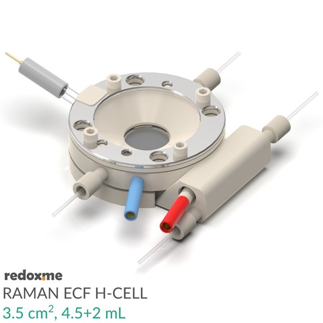 Raman ECF H-Cell 3.5 cm2, 4.5+2 mL – Raman Electrochemical Flow H-Cell, active area: 3.5 cm2, volume: 4.5+2 mL