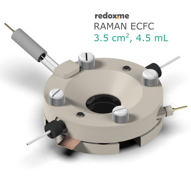 Raman ECFC 3.5 cm2, 4.5 mL – Raman Electrochemical Flow Cell, active area: 3.5 cm2, volume: 4.5 mL