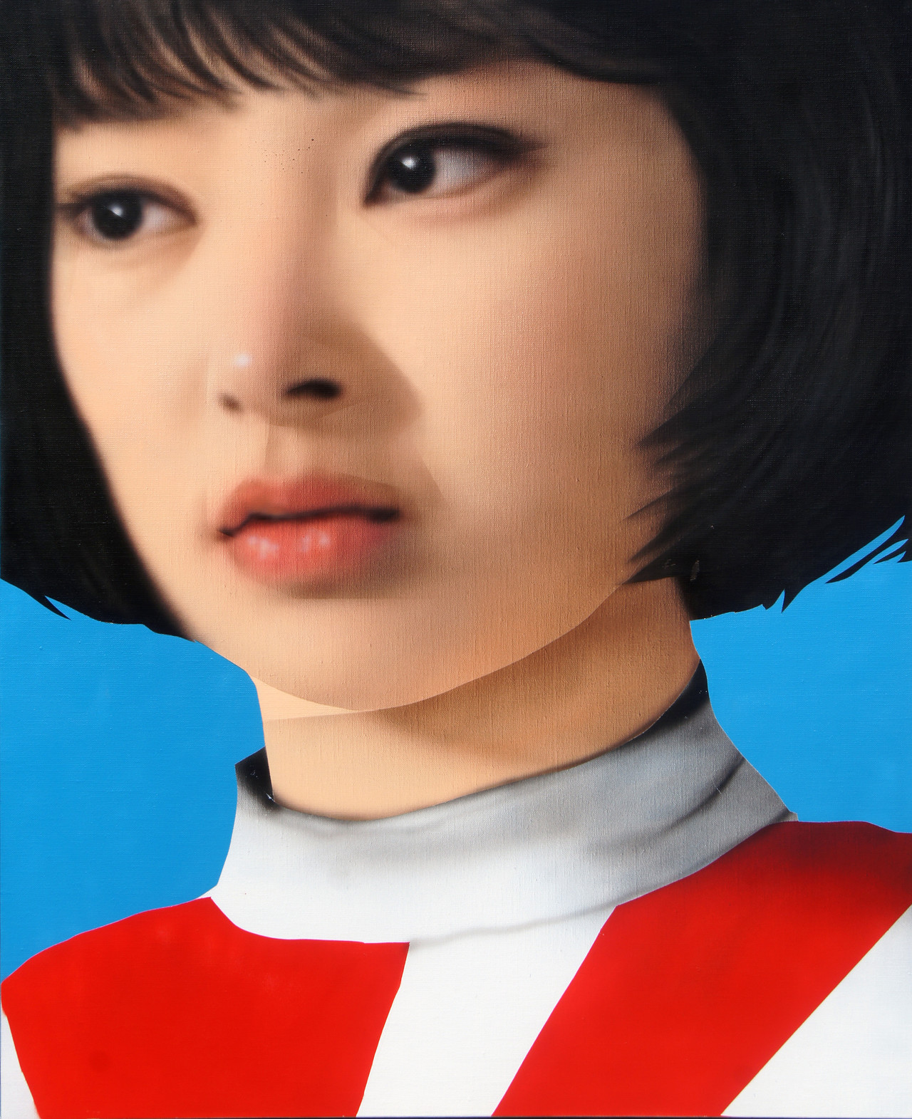 The Soulless Face 마음 없는 얼굴_2025_ Enamel and acrylic paint on Canvas_ 91 x 72.7 cm
