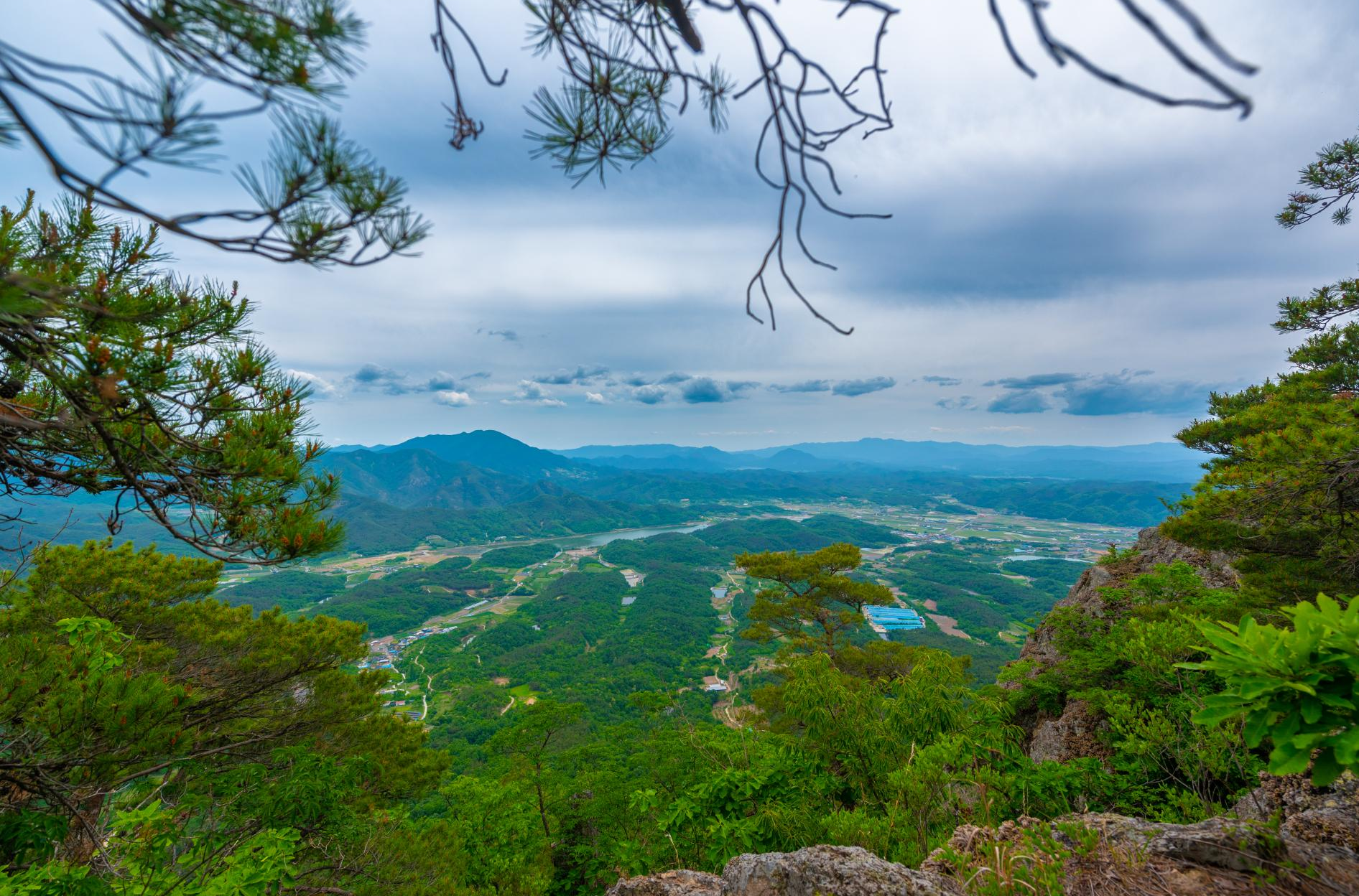 비봉산 위에서 바라본 금성면 일대