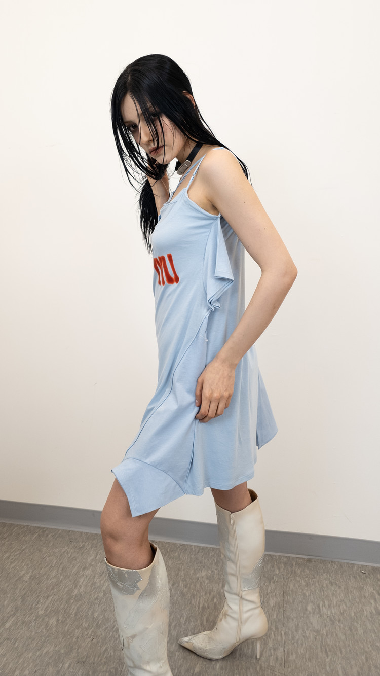 ワンピース [DOGMA EHKS] RECONSTRUCTED MINI DRESS RECONSTRUCTED MINI DRESS PALE BLUE : DOGMA EHKS