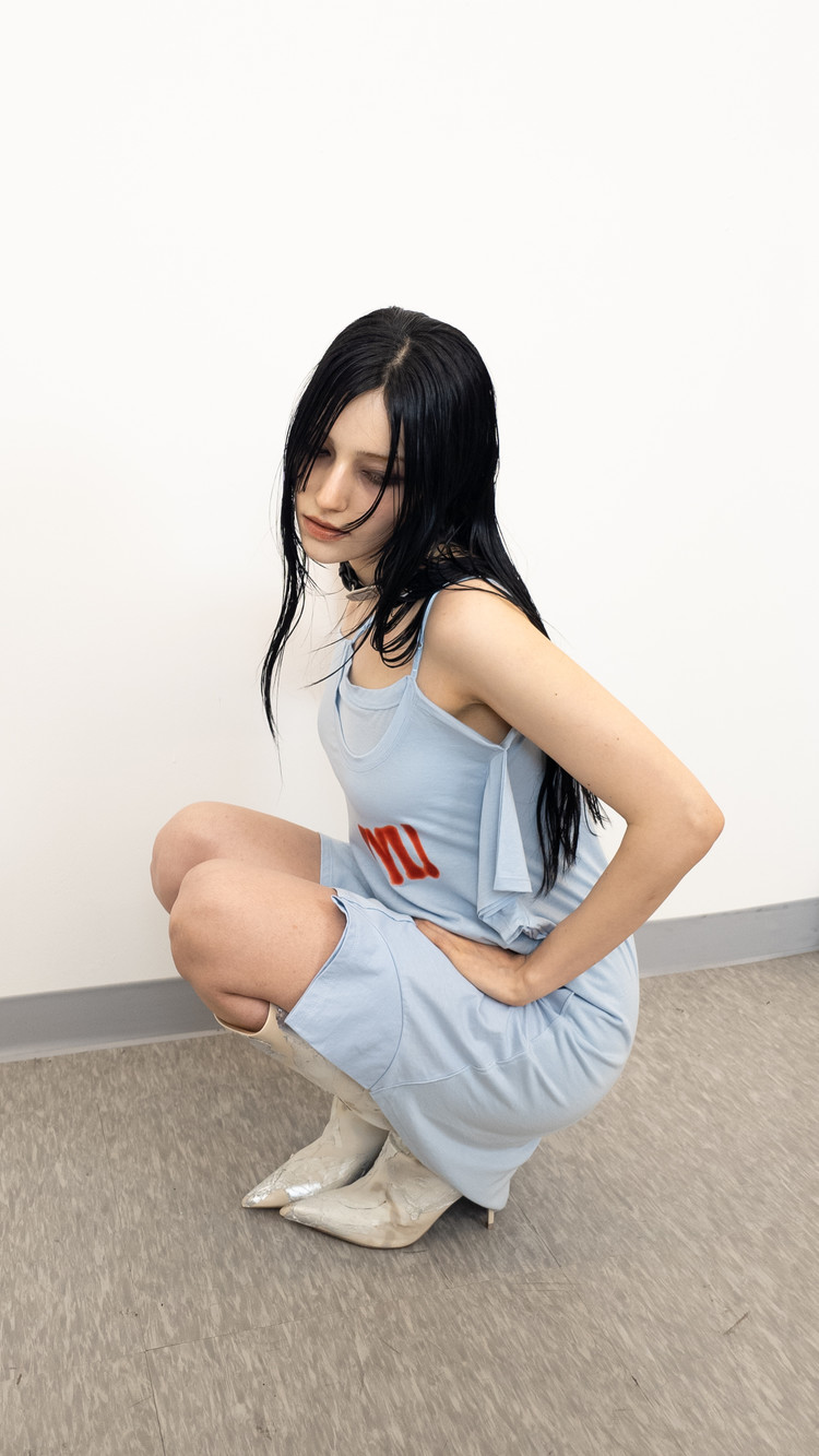 ワンピース [DOGMA EHKS] RECONSTRUCTED MINI DRESS RECONSTRUCTED MINI DRESS PALE BLUE : DOGMA EHKS