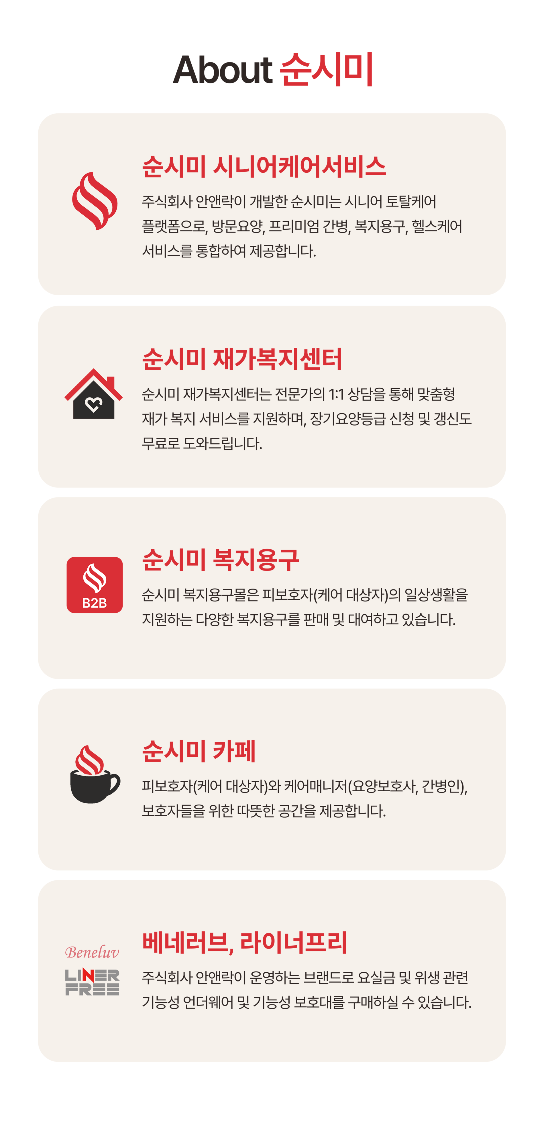 순시미 SOONSEEME 안앤락 시니어케어서비스 재가복지센터 복지용구 순시미카페 베네러브 라이너프리